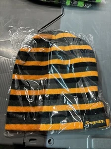Genuine Snap-On Tools Orange Black and Grey Striped Beanie Hat New - Picture 1 of 1