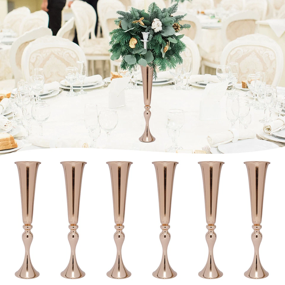 6pcs vase flower vase metal vintage amphorae wedding decorative vase silver 56.5cm - Image 1 of 4