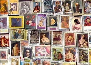 400 All Different ART & PAINTINGS  on Stamp - Picture 1 of 1
