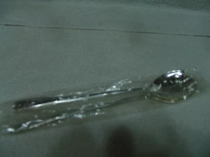 VINTAGE QUALITY SILVER PLATE SALAD SERVING SPOON & SPORK ITALY NEW IN PLASTIC - Picture 1 of 8
