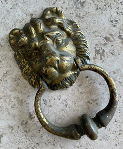 LARGE 8" ANTIQUE c.1906 VICTORIAN LION HEAD ARCHITECTURAL SALVAGE DOORKNOCKER - Picture 1 of 14