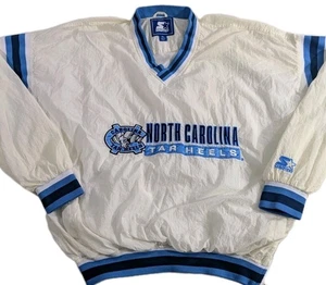 Vintage North Carolina Tar Heels Jacke Herren Gr. XL weiß NCAA Pullover Starter 90s - Bild 1 von 16