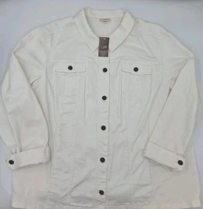 J. Jill Denim Jacket Womens 3XL Ivory White Shacket Button Up Top NEW - Picture 1 of 7