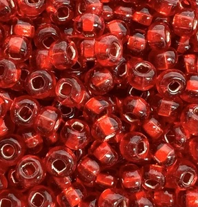 SIZE 6/0 ~ LT RUBY RED / COPPER LINED ~ GLASS SEED BEADS LOT ~ 28 Grams - Picture 1 of 1
