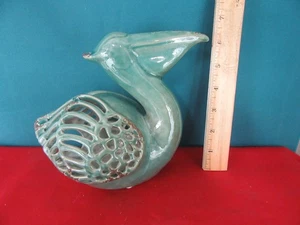 Aqua Blue Green Ceramic Pelican Tealight Beach Decoration - Picture 1 of 5