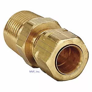 3/8" O.D. X 1/4" NPT MALE CONNECTOR A-LIGN COMPRESSION FITTING BRASS 968A-6B - Picture 1 of 3