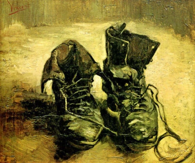 A PAIR OF SHOES OLD BOOTS 1886 IMPRESSIONIST PAINTING BY VINCENT VAN GOGH REPRO - Image 1 of 3