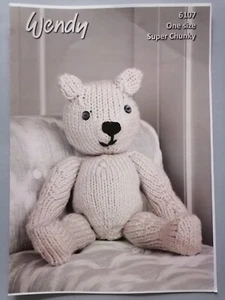 TEDDY BEAR, Jointed Arms & Legs, 56cm tall, 14ply - WENDY Knitting Pattern 6107 - Picture 1 of 3