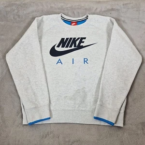 Vintage Nike Air Sweatshirt Mens Large Grey Pullover Swoosh Blue Long Sleeve - Picture 1 of 8