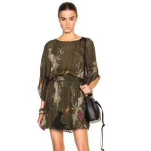 NEW Haute Hippie Birds of Paradise Silk Smocked Dress S - Picture 1 of 10
