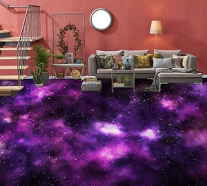 3D Purple Stars 52RAI36 Floor WallPaper Murals Wall Print Decal AJ WALL Fay - Picture 1 of 5