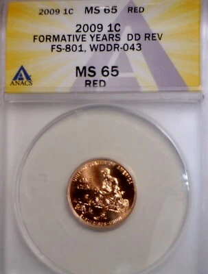 2009 ERROR ANACS MS65 WDDR #043 Lincoln Cent Coin Doubled Die Cherry Pck FS #801 - Image 1 of 4