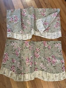 Shabby Chic Pair Window Treatments Valance ￼Floral Cottage Each 60x14