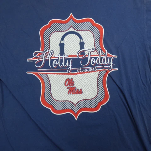 Ole Miss Rebels Shirt Adult XL Blue Football Spellout Hotty Toddy Mens 7.22* Cover