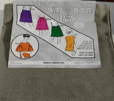Fashion Fabric by Simplicity Skirt and Blouse Length Vintage NOS  - Image 1 of 4