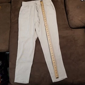 J MCLAUGHLIN LINEN ELASTIC DRAWSTRING PANTS OATMEAL SMALL 28x26 - Picture 1 of 15