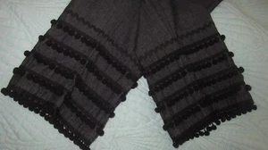 Moschino Jeans Italian Black Denim Pom Pom Ric Rac USA 10 IT44 Capri Crop Pants - Picture 1 of 9