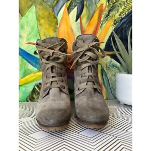 Manas distressed leather lace up heeled boot sz 38