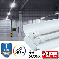 4ft T8 G13 LED Warehouse Store Commercial Light Fixture 2 Bulb Lamp Clear 6500k