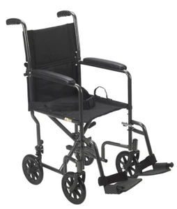 Drive Steel Transport Chair Wheelchair Silver Vein Frame and BlackUpholstery NEW - Picture 1 of 2