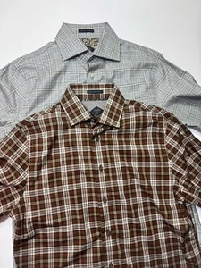 2 Joseph abboud Bespoke Button Up Shirts Med. Plaid Long Sleeve New (e163) - Picture 1 of 15