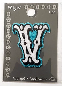 WRIGHTS Embroidered Monogram-Style Letter Iron On Applique - V - Picture 1 of 1
