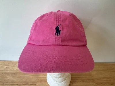 Polo Ralph Lauren Pink Cotton Hat w/ Navy Blue Pony Strapback Adjustable Cap - Image 1 of 4