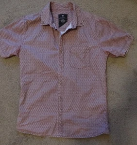 MENS S COTTON ON Burgundy and white casual Short Sleeve SHIRT - Picture 1 of 4