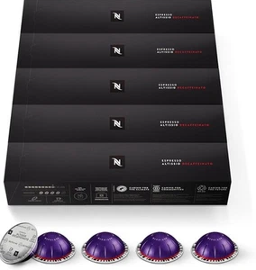 Nespresso Capsules Vertuo, Altissio Decaffeinato, Dark Roast Espresso 50 Pods - Picture 1 of 5
