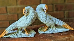 Vtg Pair Nora Fenton Rustic White Pheasant Bird Statue Italy 105/91A 11.5 X 9.5 - Picture 1 of 8