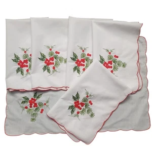 Vintage Imperial Elegance Placemats Napkins HOLLY Scalloped 100% Cotton Set 6 - Picture 1 of 7