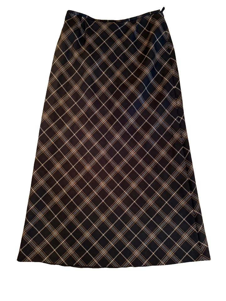 DANA BUCHMAN черный ярлык коричневый клетку длинная юбка размер 12 - Изображение 1 из 3