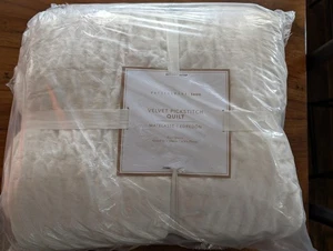 POTTERY BARN KIDS Velvet Pick Stitch Quilt-Full/Queen-Ivory-NWT - Picture 1 of 4