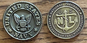 UNITED STATES NAVY & NAVY LEAGUE OF THE USA MEDAILLONS PAAR - SCHÖNE DETAILS - NACHLASS - Bild 1 von 2
