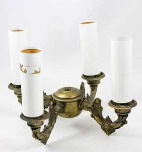 Antiguo candelabro de latón Westwood Industries Art Deco 4 luces lámpara eléctrica - Imagen 1 de 11