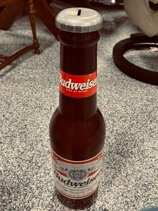 Vintage Budweiser 23” Plastic Bank Anheuser Busch Large Beer Bottle Bar Man Cave - Picture 1 of 1