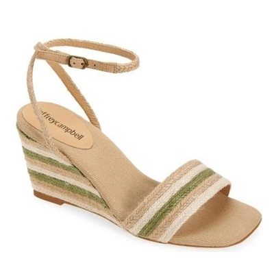 Jeffery Campbell Women's Sailboat Wedge Jute Sandals, Tan/Green, Size 9, NWT - Image 1 of 4