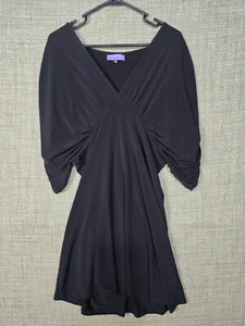 Violet Womens Dress Batwing Sleeve Large Black Knee Length - Picture 1 of 9