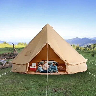Canvas Bell Tent 3M 4M 5M 6M 7M 4-Season Camping Yurt Tent with Stove Jack - Image 1 of 2