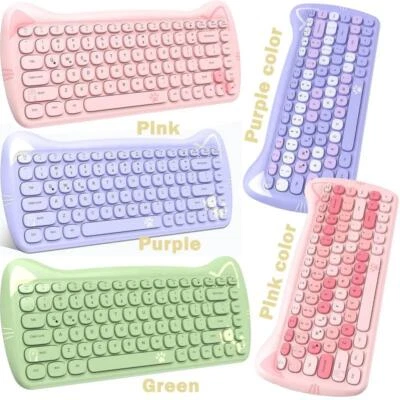 AJAZZ 3060i 84 Keys Wireless Cute Keyboard,Portable Colorful Round Keycap for PC - Image 1 of 4