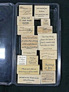 Stampin Up Phrase Assortment Mix Lot 16 Total Stamps - Picture 1 of 2