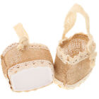  2 Pcs Candy Bag Burlap Lace Basket Flower Embellishments Girl Handbag Storage