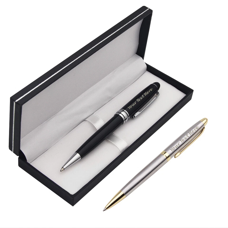 Personalised Engraved Ballpoint Pen Gift Box Custom Any Text Birthday Christmas