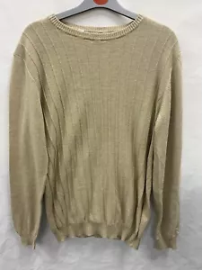 Beige Vertical Ribbed Long Sleeved Jumper Size Large - Picture 1 of 3