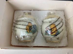 Vintage Lenox Salt Pepper Shakers New OPEN BOX Winnie The Pooh Honey Pot Flower - Picture 1 of 7