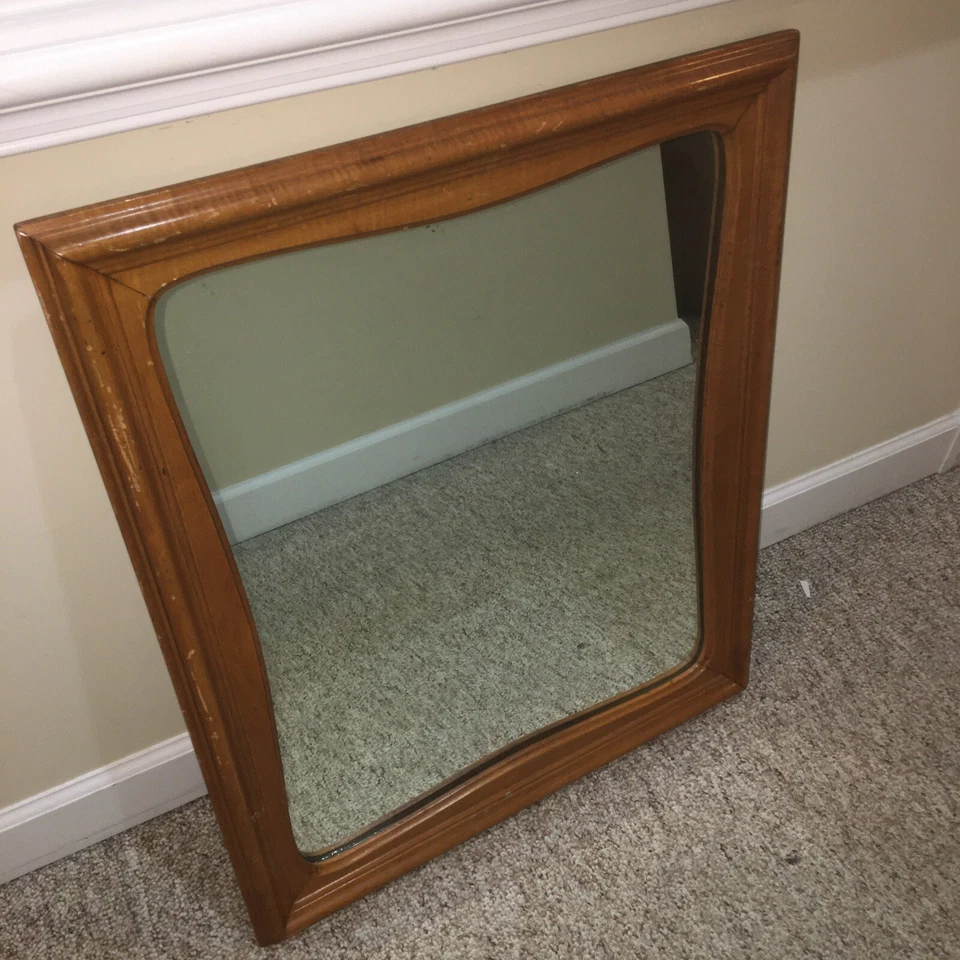 Espejo de pared vintage Statton Trutype Americana cereza maciza aprox 30x25" Foto 1 de 4
