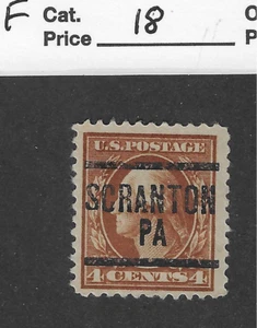 US Scott # 503, 4 cent brown, 1917, XF+,OG, Scranton PA. precancel - Picture 1 of 2