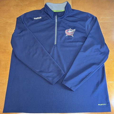 Columbus Blue Jackets Sweater Mens 2XL Blue 1/4 Zip Pullover Center Ice NHL Cover