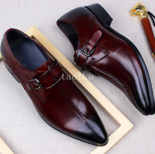 British Real Leather Buckle Lace Up Pointed Toe Formal Party Nightclub Men Shoes