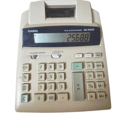 CASIO VINTAGE RARE CALCULATOR PRINTER HR-150TE BIG 12 DIGIT W/BATTERIES NO CORD - Image 1 of 4